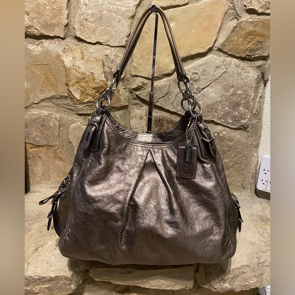Coach Madison Maggie Metallic Silver shoulder bag